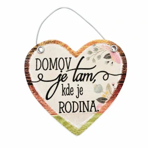 Dřevěné srdíčko Domov je tam, kde rodina