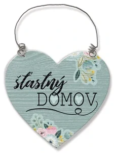 Dřevěné srdíčko Šťastný domov