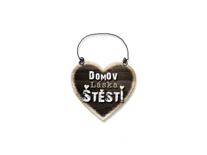 Dřevěné srdíčko Domov, láska, štěstí