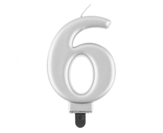 Metalická stříbrná svíčka č.6