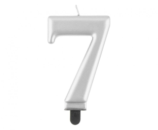 Metalická stříbrná svíčka č.7