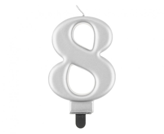 Metalická stříbrná svíčka č.8