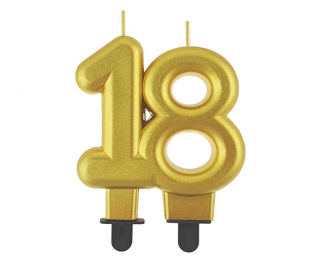 Metalická zlatá svíčka č.18