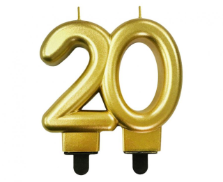 Metalická zlatá svíčka č.20