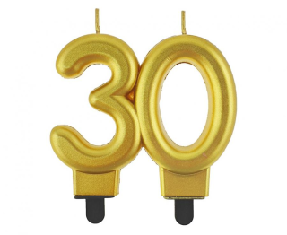 Metalická zlatá svíčka č.30
