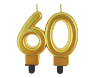 Metalická zlatá svíčka č.60