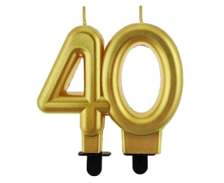 Metalická zlatá svíčka č.40