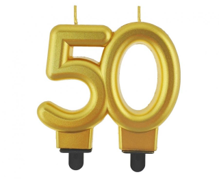 Metalická zlatá svíčka č.50