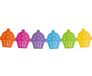 Papírová girlanda barevné cupcakes, 360x15.1x18cm