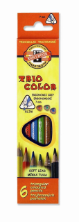 Pastelky trojhranné tenké, 6 barev