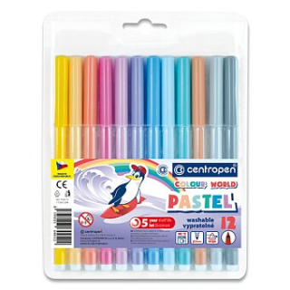 Fixy vypratelné pastelové, 12 ks 7550