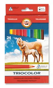 Pastelky trojhranné silné, 24 barev, Koně