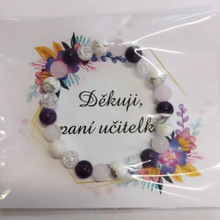 Náramek ametyst howlit křišťál růženín