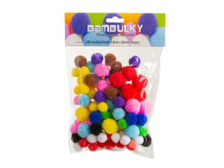 Bambulky - mix barev a velikostí, 100 ks - velikost 15,20,25 mm