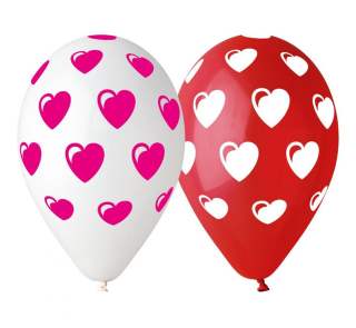 Nafukovací balonky srdíčka, mix barev