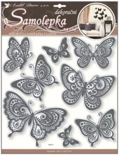 Samolepky Motýli s černými glitry