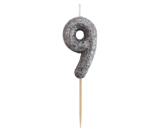 Dortová svíčka glitr černá 9